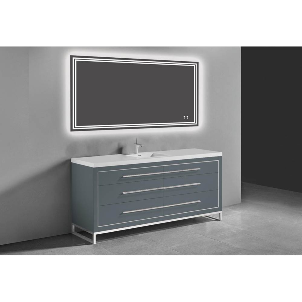 Estate 60C'' Free Standing Vanity Cabinet in Studio Grey/HW: Polished Chrome(PC)
