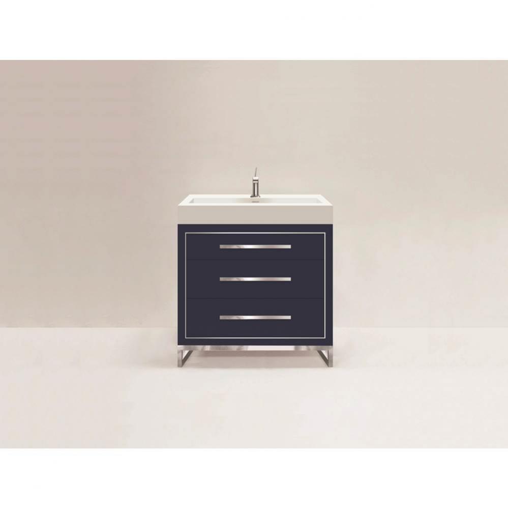 Estate 30''. Sapphire, Free Standing Cabinet, Polished Nickel, Handles(X3)/C-Base(X1)/In
