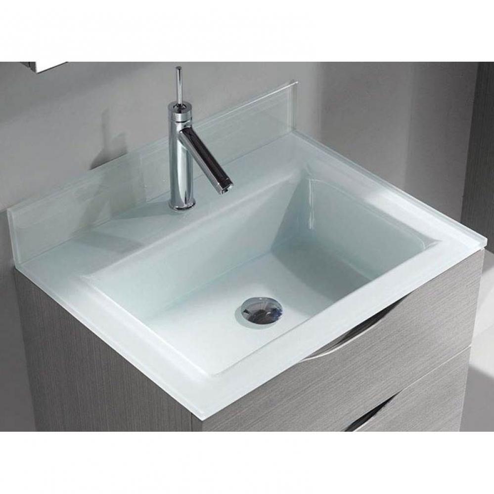 Madeli Tempered Glass Top/Basin,  24'' x 18'' x 3/4'', Winter White