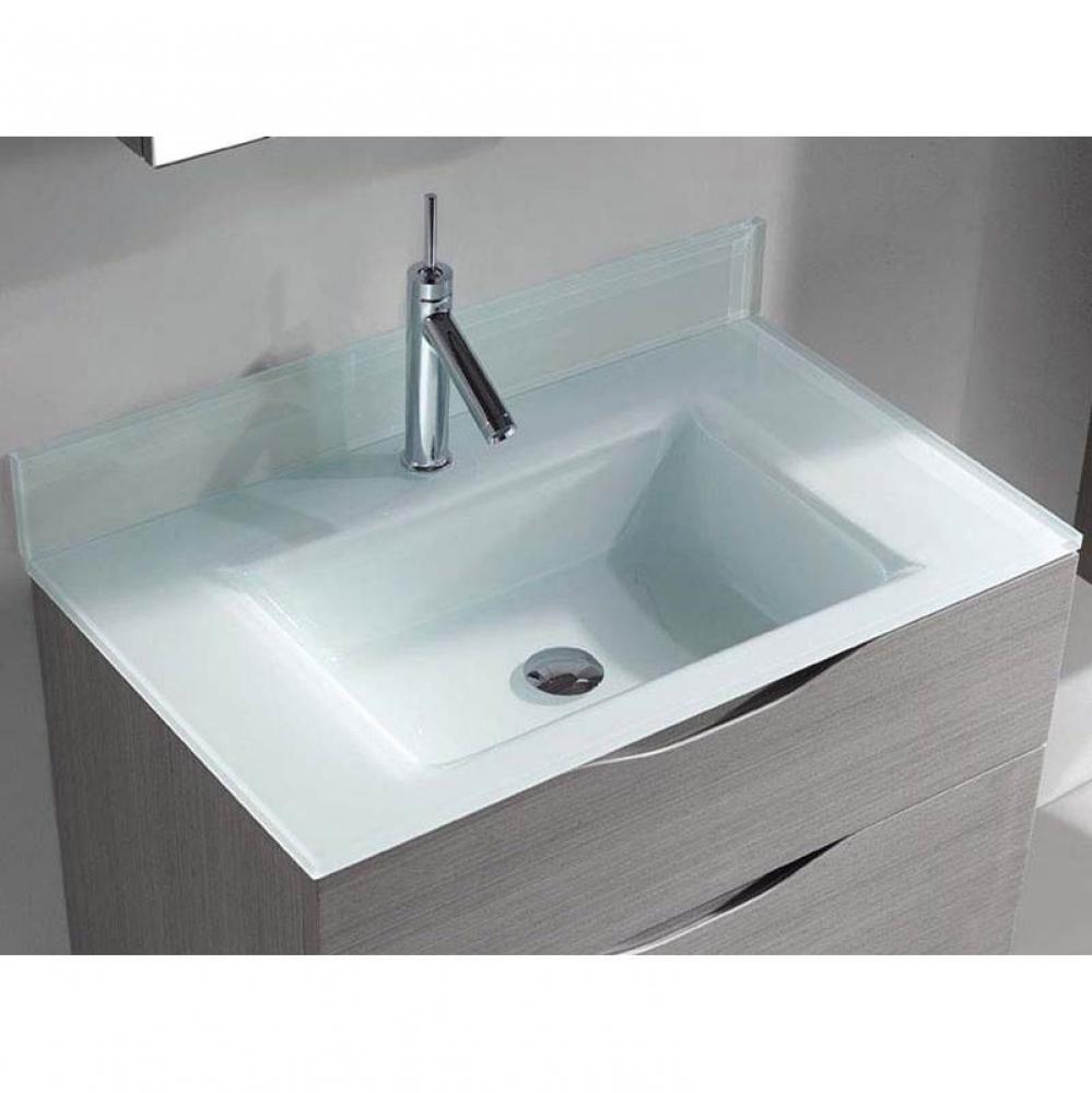 Madeli Tempered Glass Top/Basin,  30'' x 18'' x 3/4'', Winter White