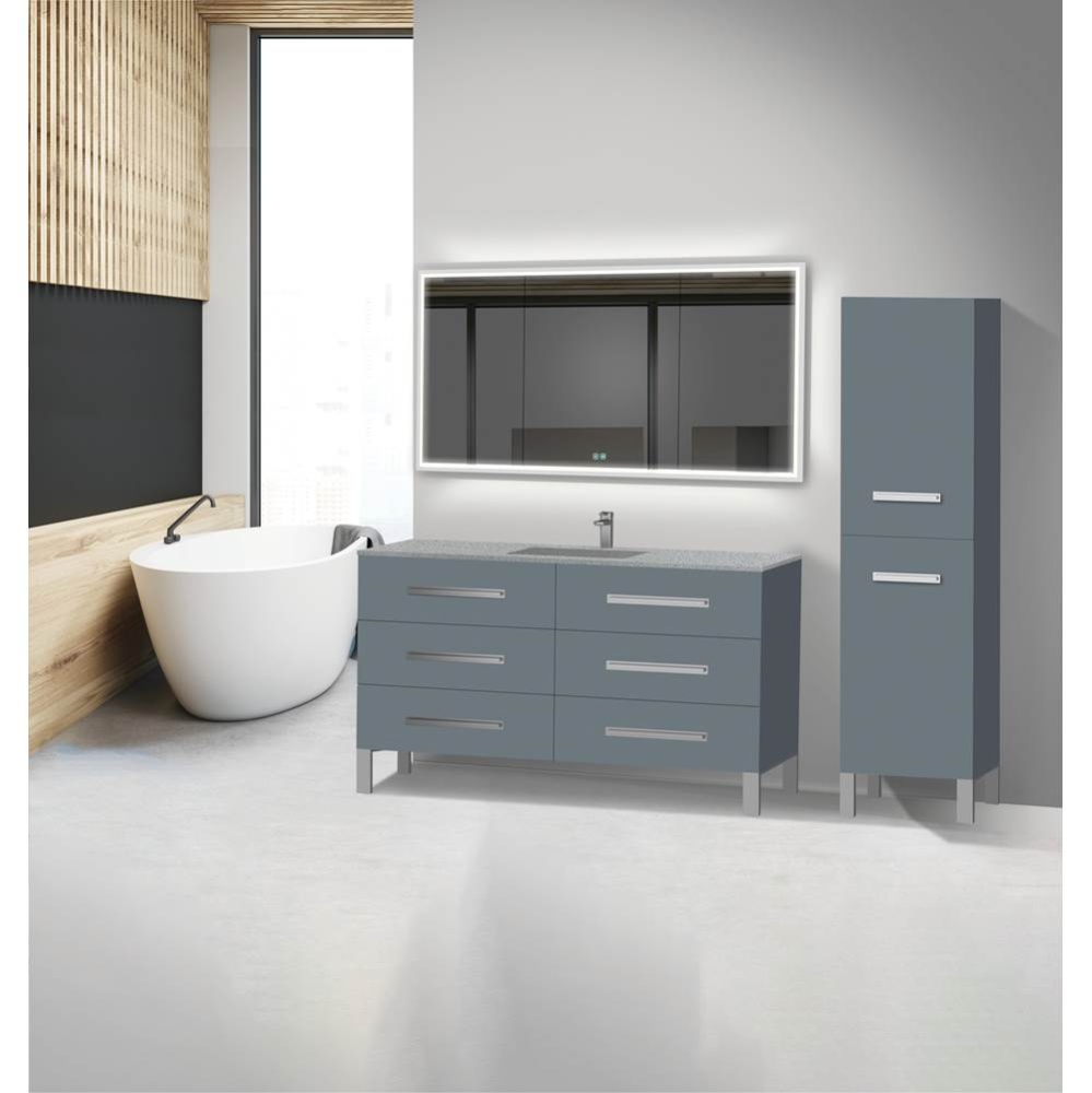 Icon 60C'' Free standing Vanity Cabinet in Studio Grey/HW: Polished Chrome(PC)