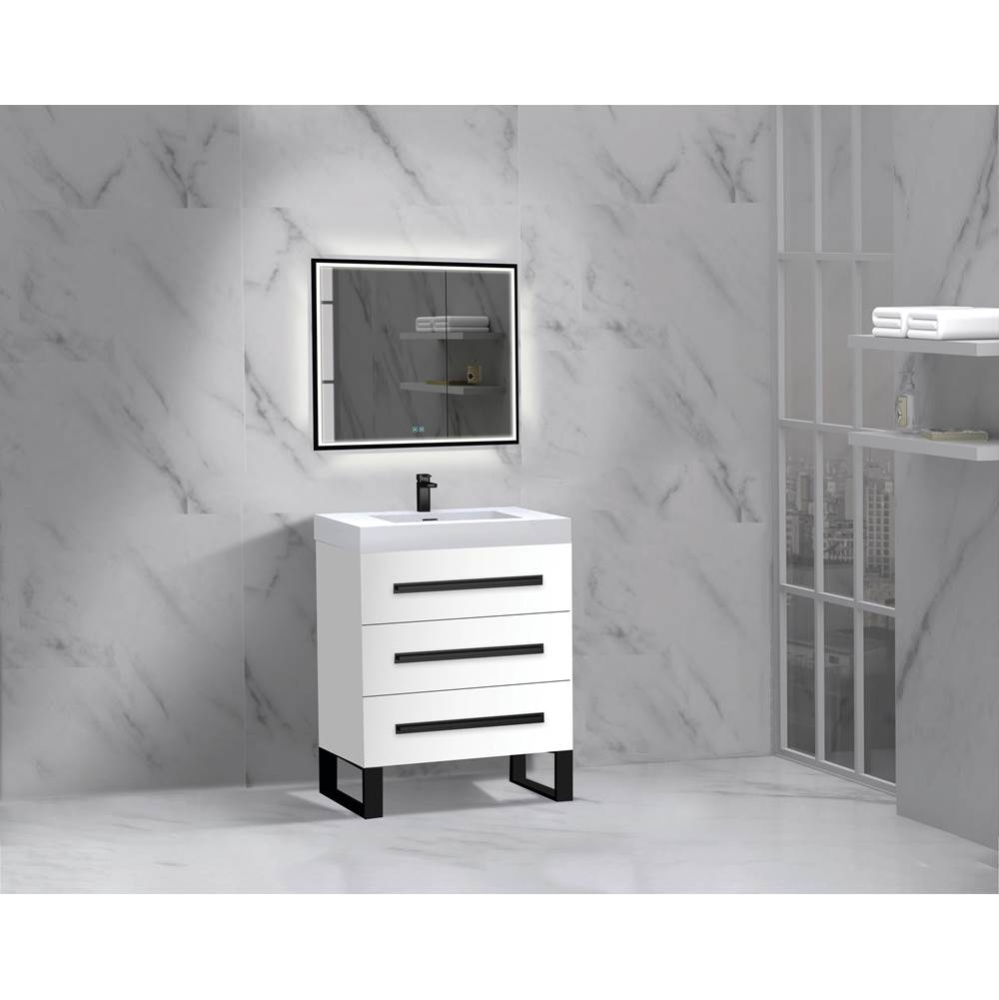 Icon 24'' Free standing Vanity Cabinet in White/HW: Polished Chrome(PC)