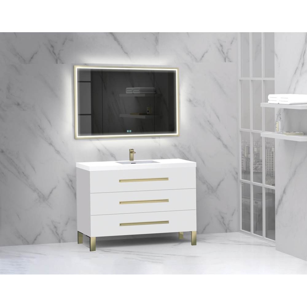Icon 48C'' Free standing Vanity Cabinet in White/HW: Polished Chrome(PC)