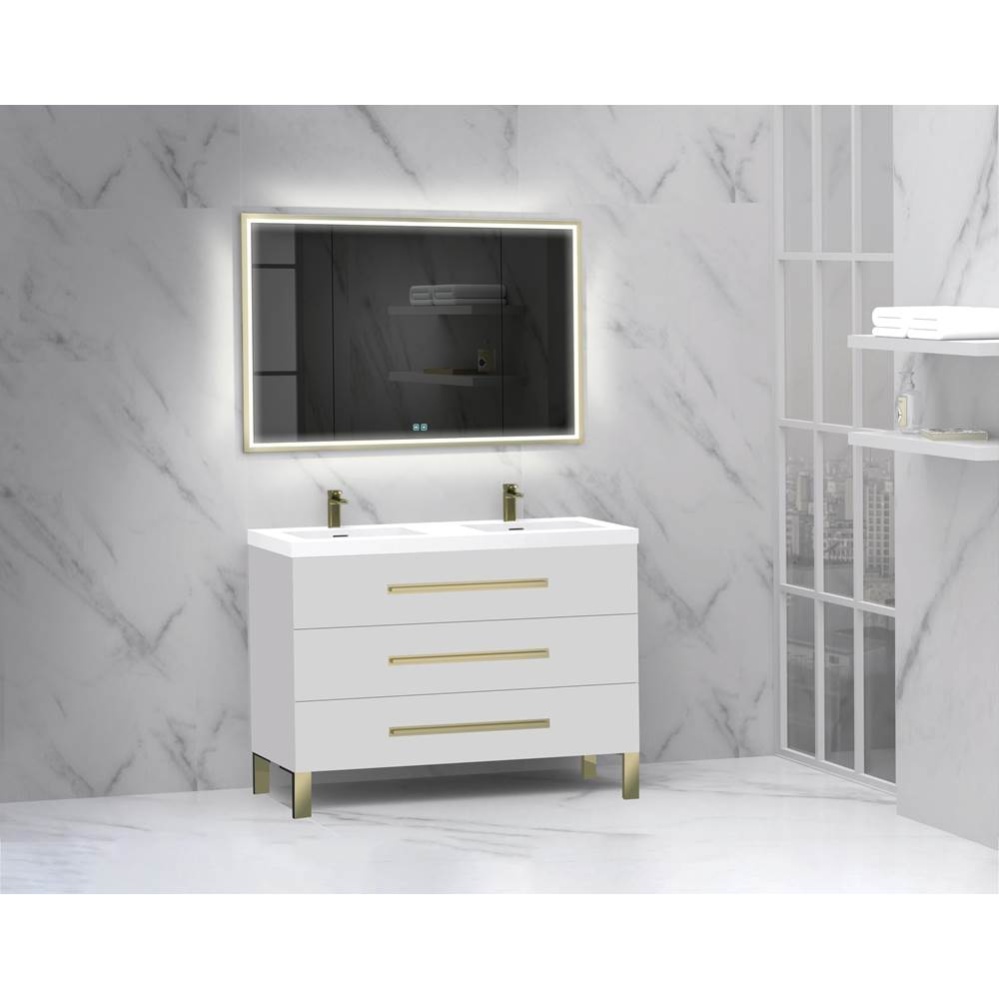 Icon 48D'' Free standing Vanity Cabinet in White/HW: Polished Chrome(PC)