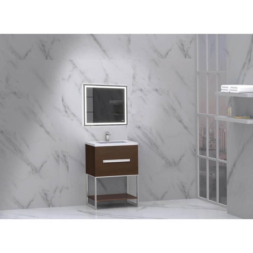 Loft 24'' Free Standing Vanity Cabinet Walnut/HW: Satin Brass(SB)