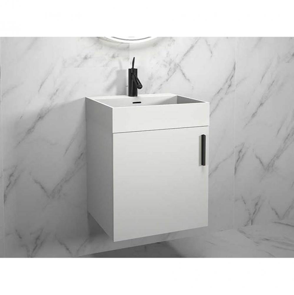 Compact 20''. White, Wall Hung Cabinet, Polished Nickel Handle (X1), 19-11/16'&apos