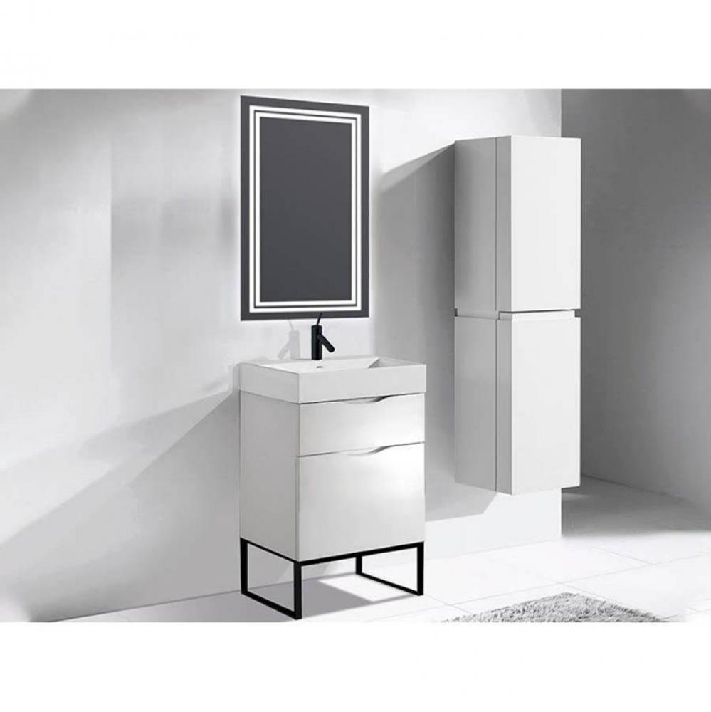 Madeli Milano 24'' Free Standing Vanity Cabinet Glossy White/HW: Polished Chrome(PC)