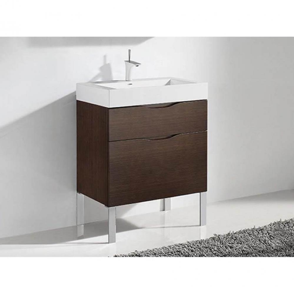 Milano 30''. Walnut, Free Standing Cabinet, Polished Chrome S-Legs (X2), 29-5/8'&ap