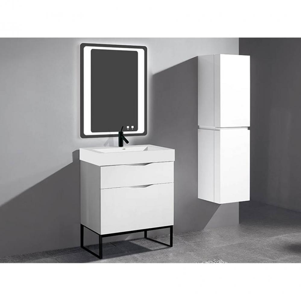 Milano 30''. White, Free Standing Cabinet, Polished Chrome C-Base (X1), 29-5/8'&apo