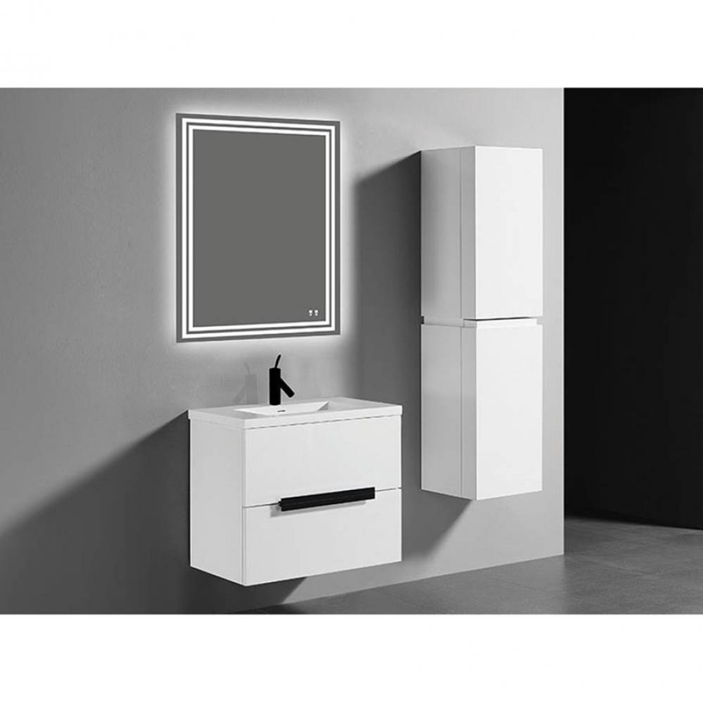 Urban 30''. White, Wall Hung Cabinet , Satin Brass Handles (X2) , 29-5/8''X18&