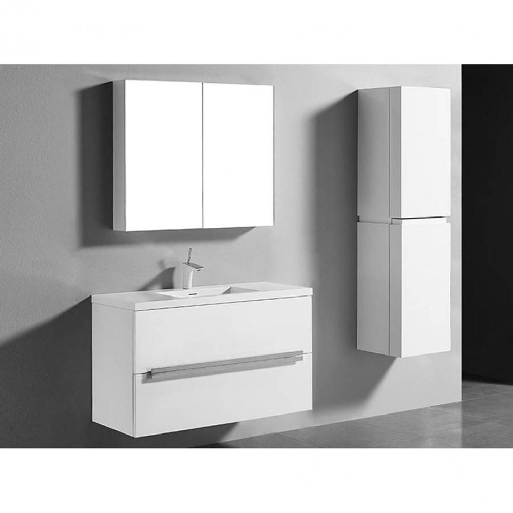 Urban 42''. White, Wall Hung Cabinet , Polished Chrome Handles (X2), 41-5/8''X
