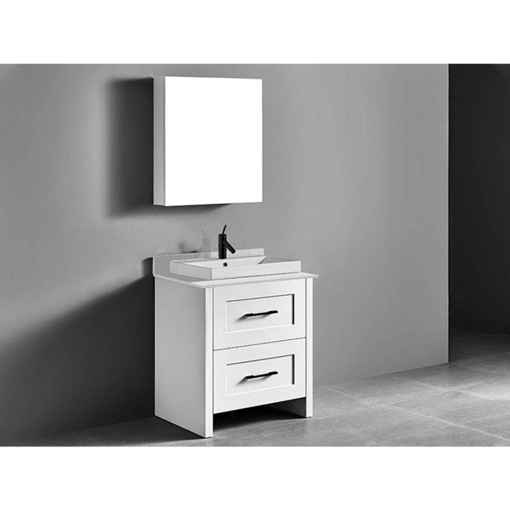Retro 30''. White Free Standing Cabinet Matte Black Handles (X2) 29-5/8''X 22&