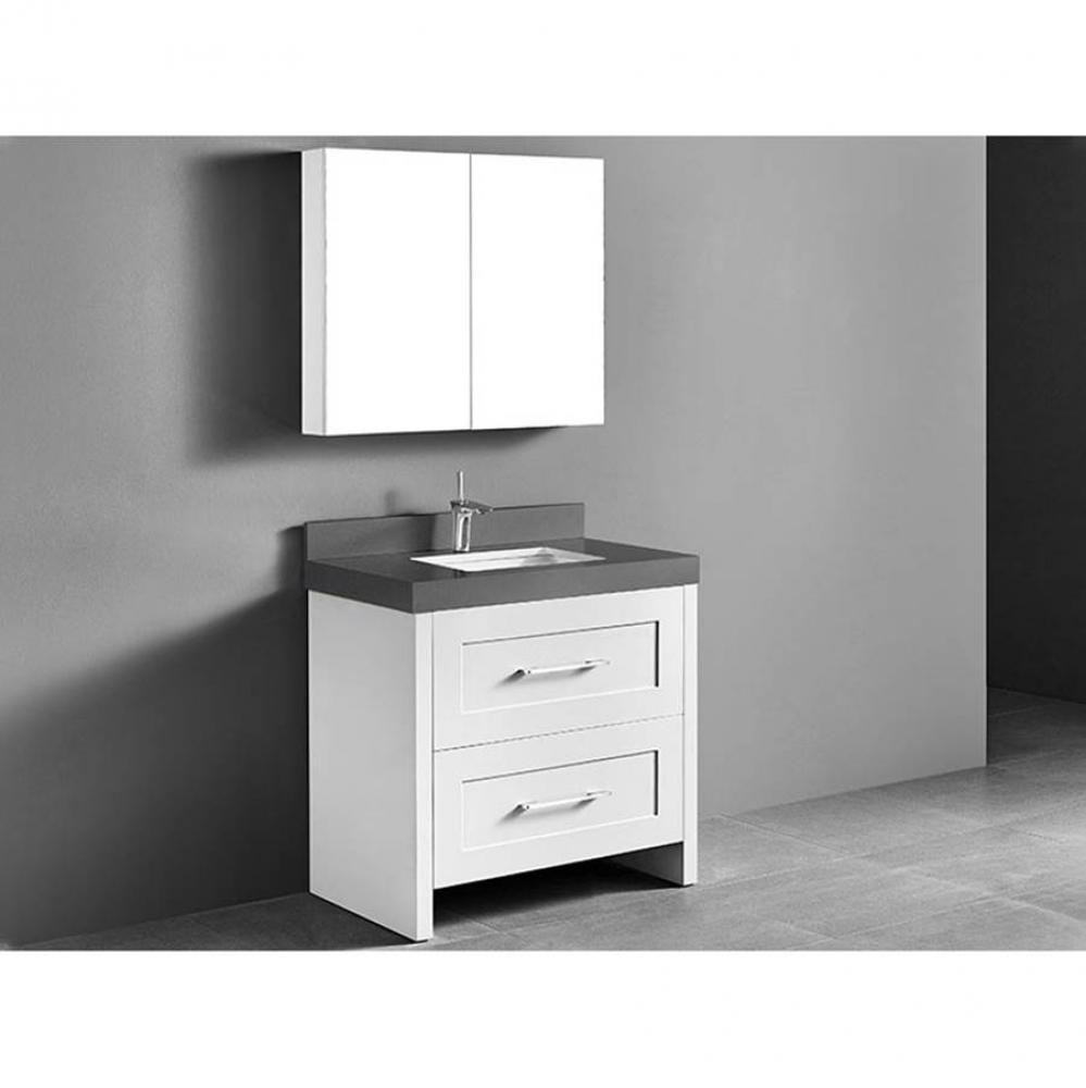 Retro 36''. White, Free Standing Cabinet, Polished Chrome Handles (X2), 35-5/8'&apo