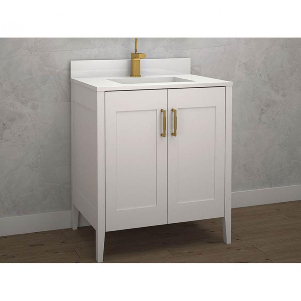 Encore 24''. White Free Standing Cabinet Polished Nickel Handles (X2) 23-5/8''