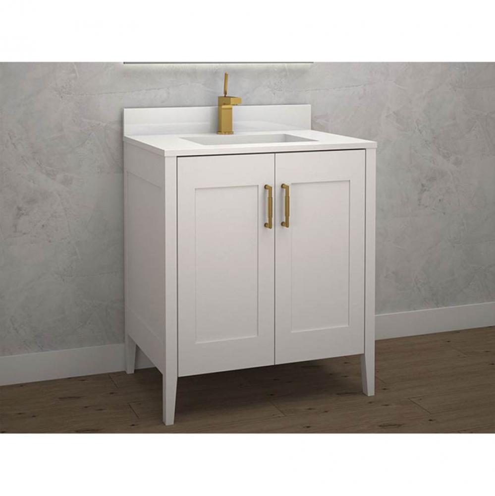 Encore 30''. White Free Standing Cabinet Polished Chrome Handles (X2) 29-5/8''