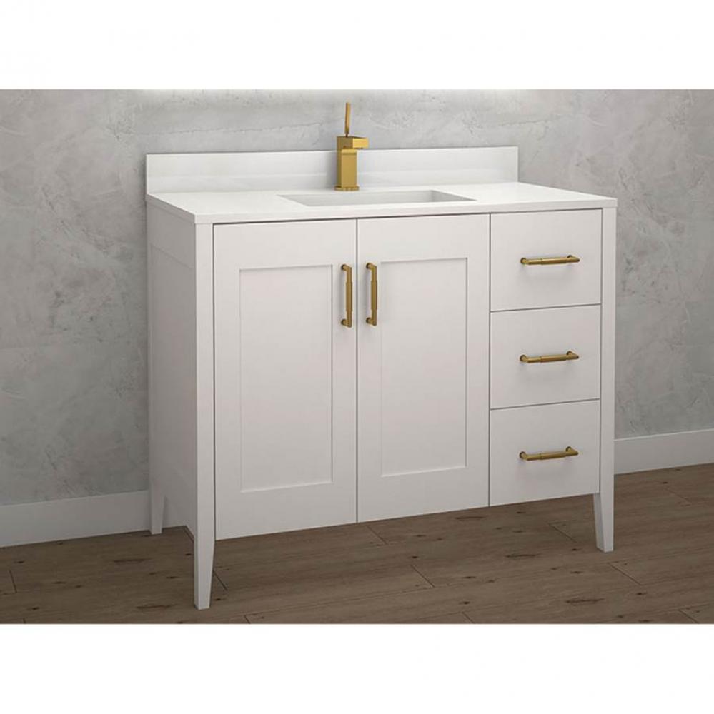 Encore 42''. White Free Standing Cabinet Polished Chrome Handles (X5) 41-5/8''