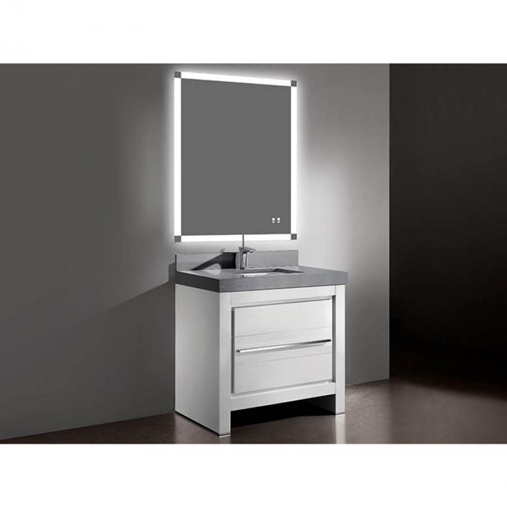 Vicenza 42''. White, Free Standing Cabinet, Polished Chrome , Handle(X1)/Leg Plates (X2)