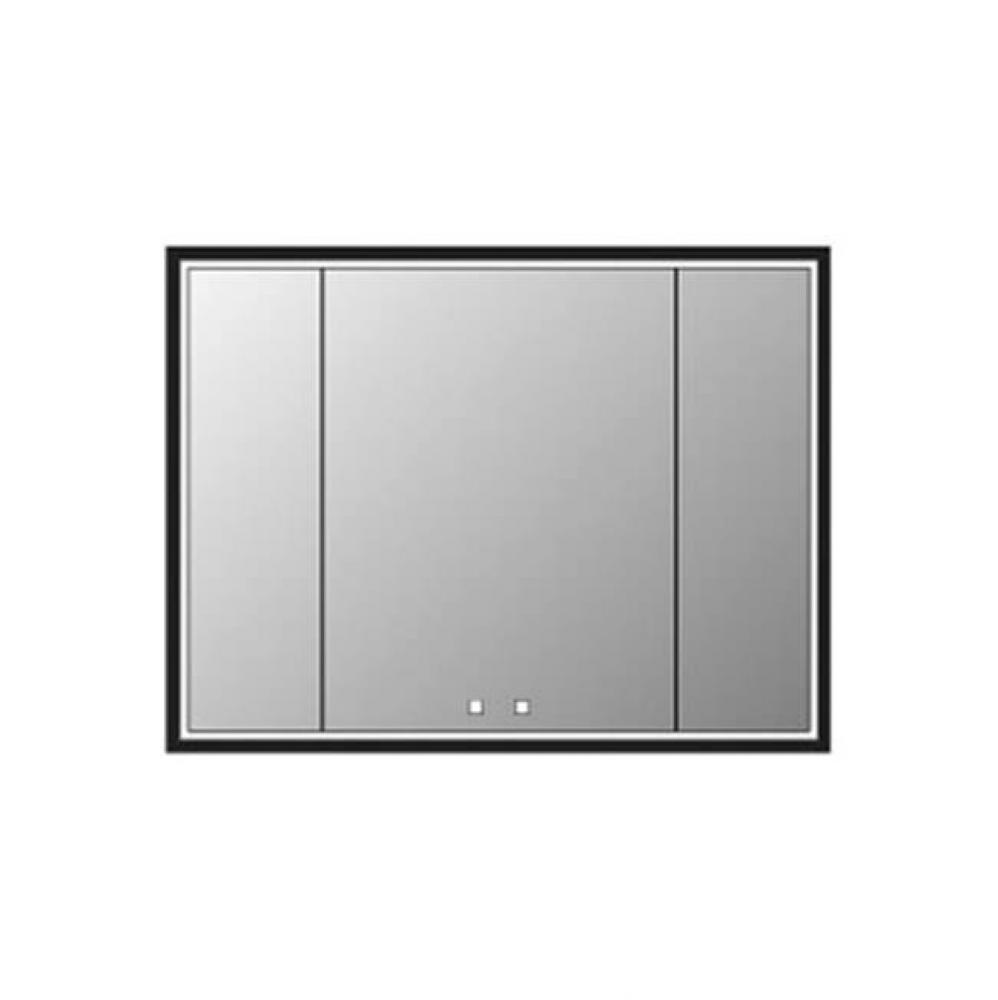 Illusion Lighted Mirrored Cabinet , 48X36''-12L/24L/12R-Recessed Mount, Satin Brass Fram