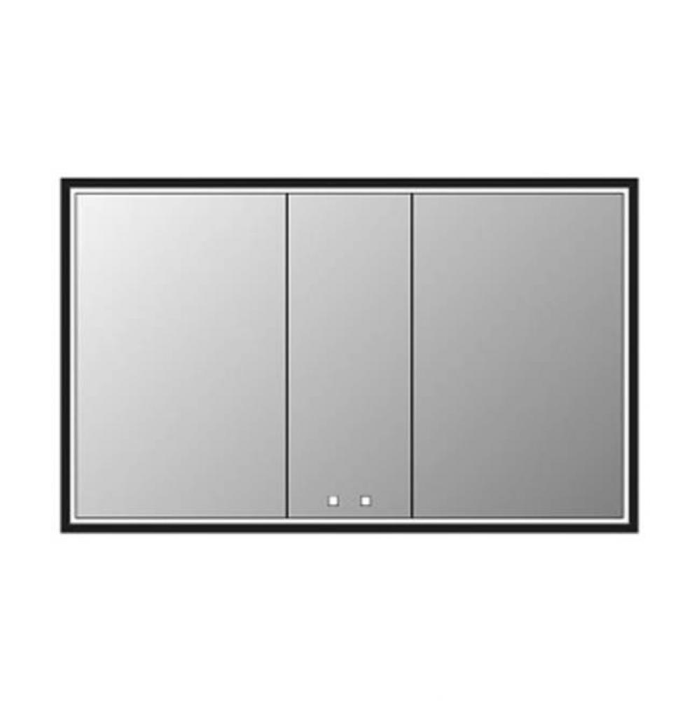 Illusion Lighted Mirrored Cabinet , 60X36''-24L/12L/24R-Recessed Mount, Matte Black Fram