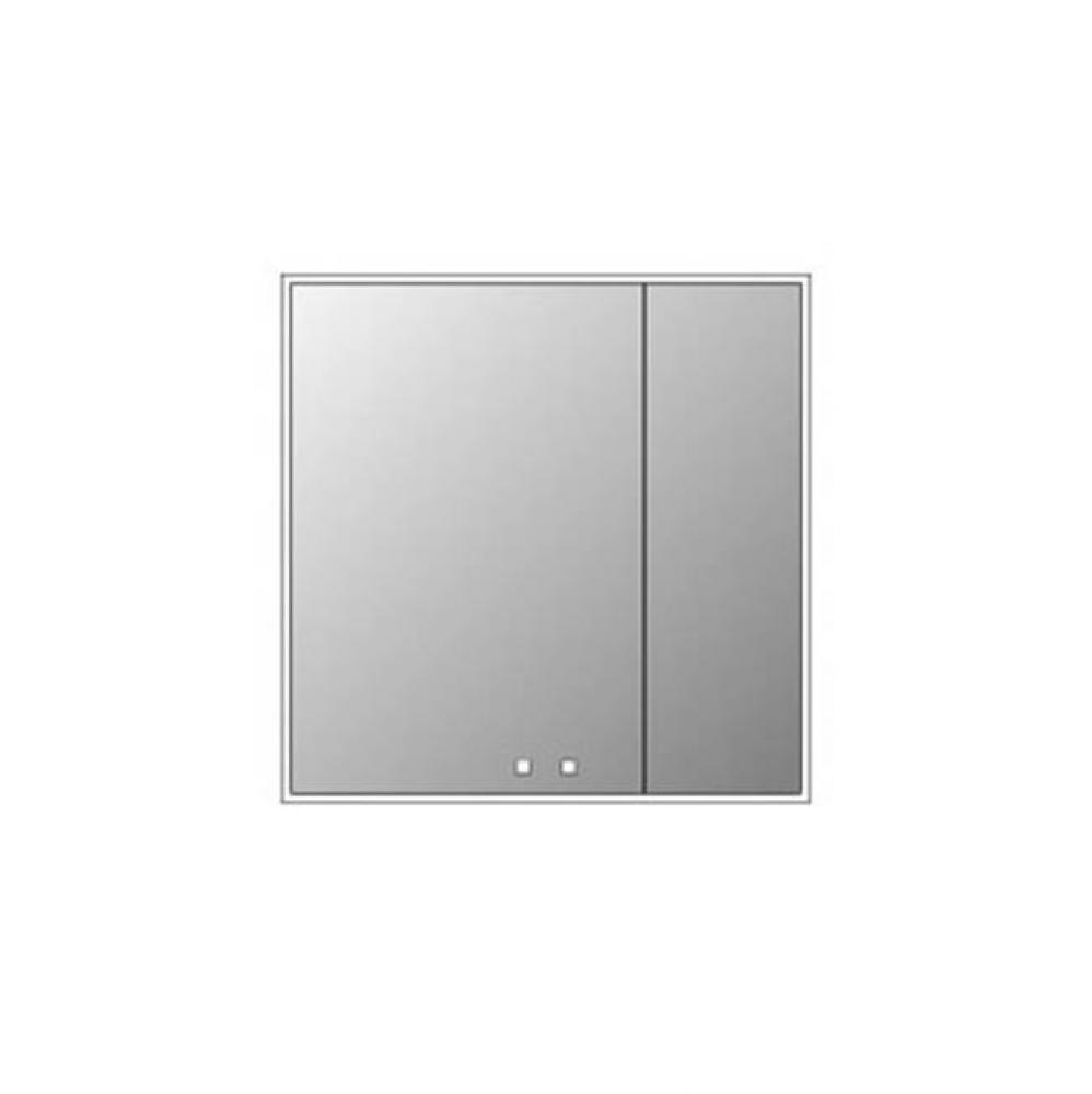 Vanguard Lighted Mirrored Cabinet , 35''X 35''-24L/12R-Surface Mount, Satin Br