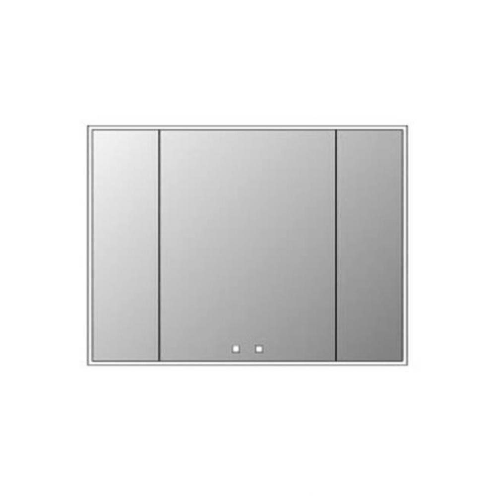 Vanguard Lighted Mirrored Cabinet , 47X35''-12L/24L/12R-Surface Mount, Satin Brass Side