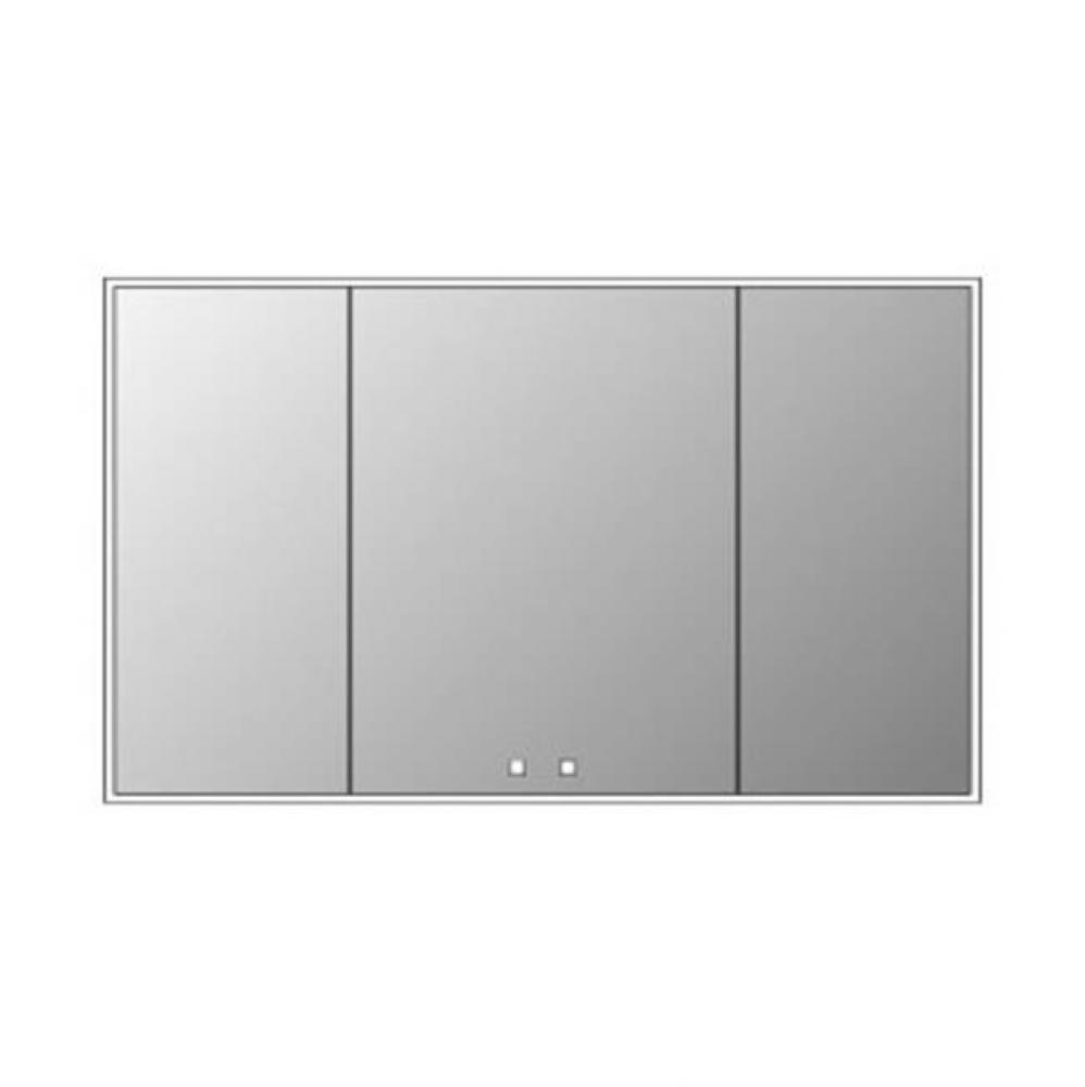 Vanguard Lighted Mirrored Cabinet , 59X35''-18L/24L/18R-Surface Mount, Satin Brass Side