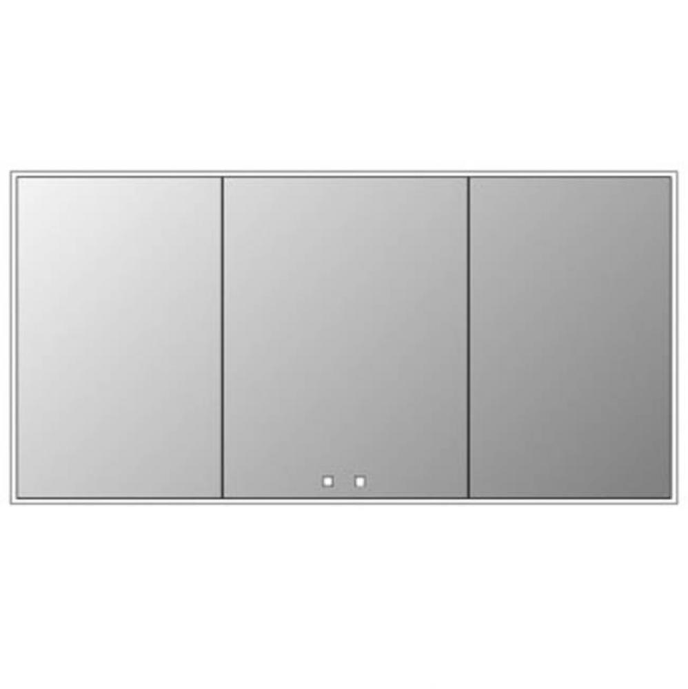 Vanguard Lighted Mirrored Cabinet , 71X35''-24L/24L/24R-Surface Mount, Matte Black Side