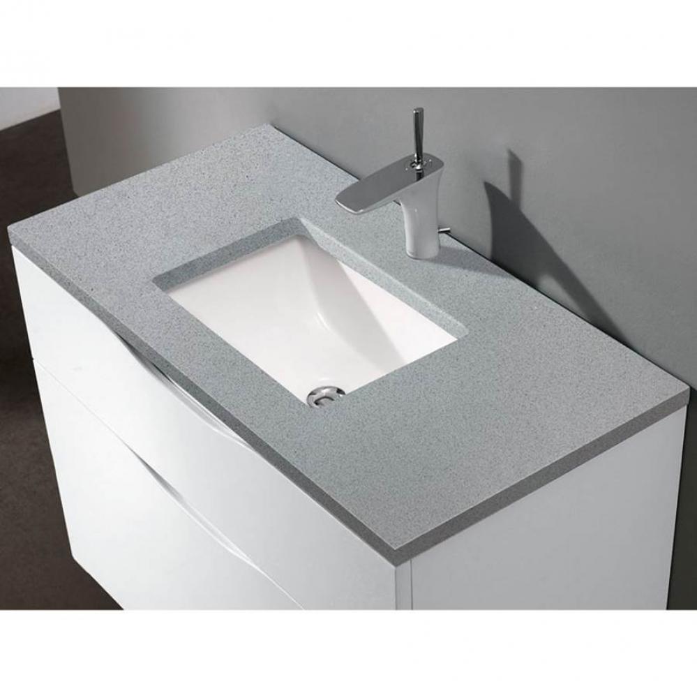 36''W X 3/4''H-Quartzstone Top, Silver Grey, Single Faucet Hole.No Backsplash,