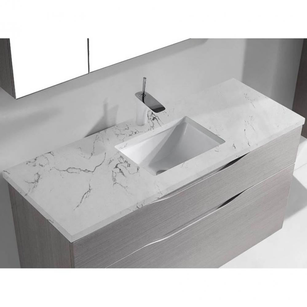 48''W X 3/4''H-Quartzstone Top, Silver Grey. 1-Basin Hole, 8'' Wides