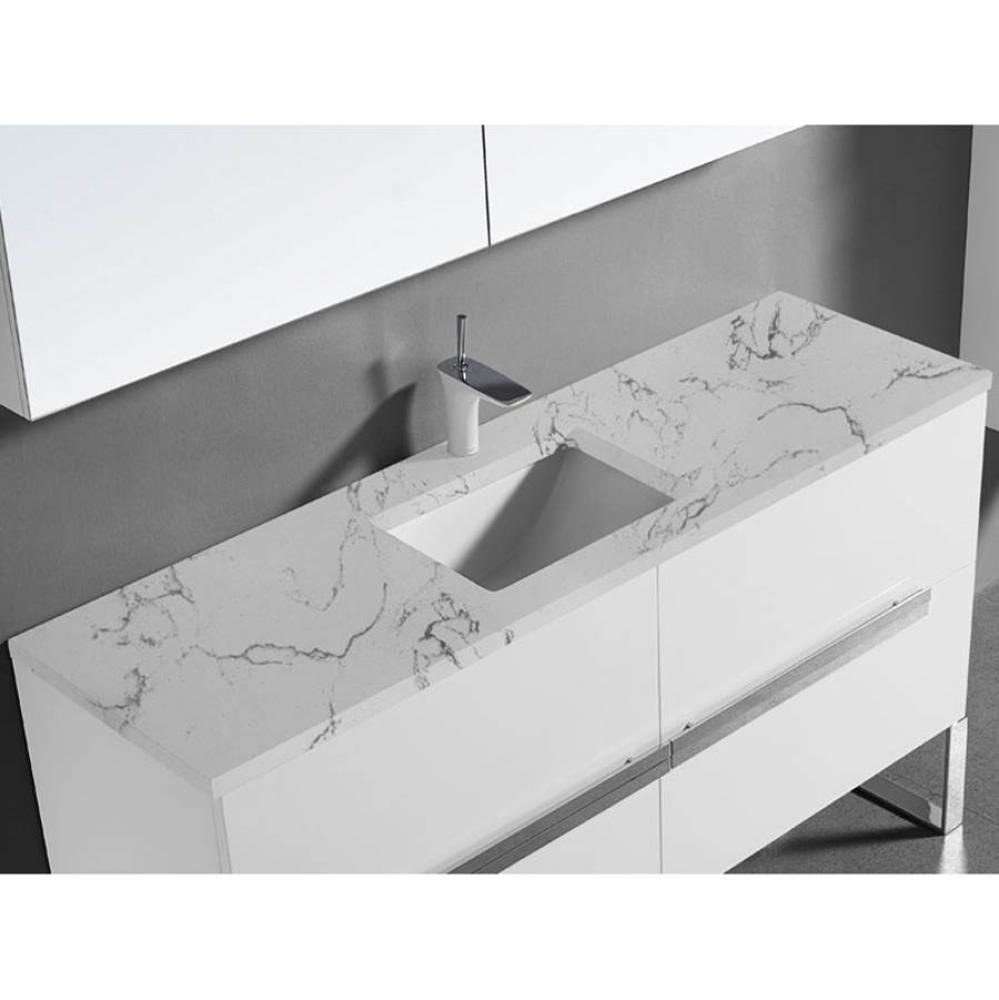 60''W X 3/4''H-Quartzstone Top, Silver Grey. 1-Basin Hole, Single Faucet Hole.