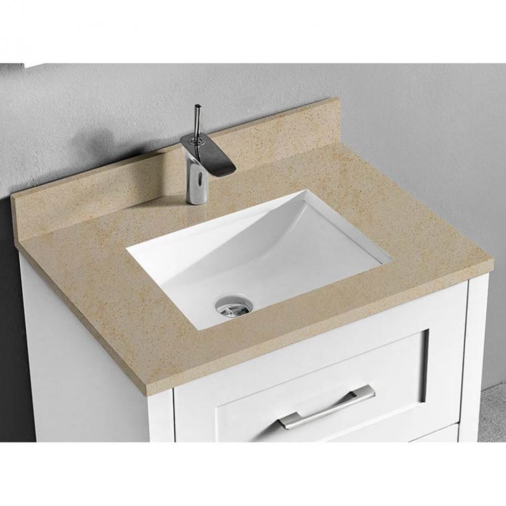 30''W X 3/4''H-Quartzstone Top, Silver Grey, Single Faucet Hole.W/Backsplash,