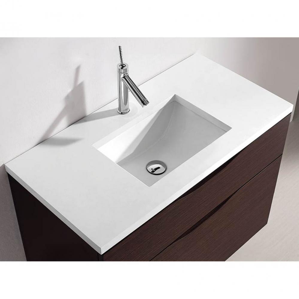 36''W X 3/4''H-Quartzstone Top, Silver Grey, Single Faucet Hole.W/Backsplash,