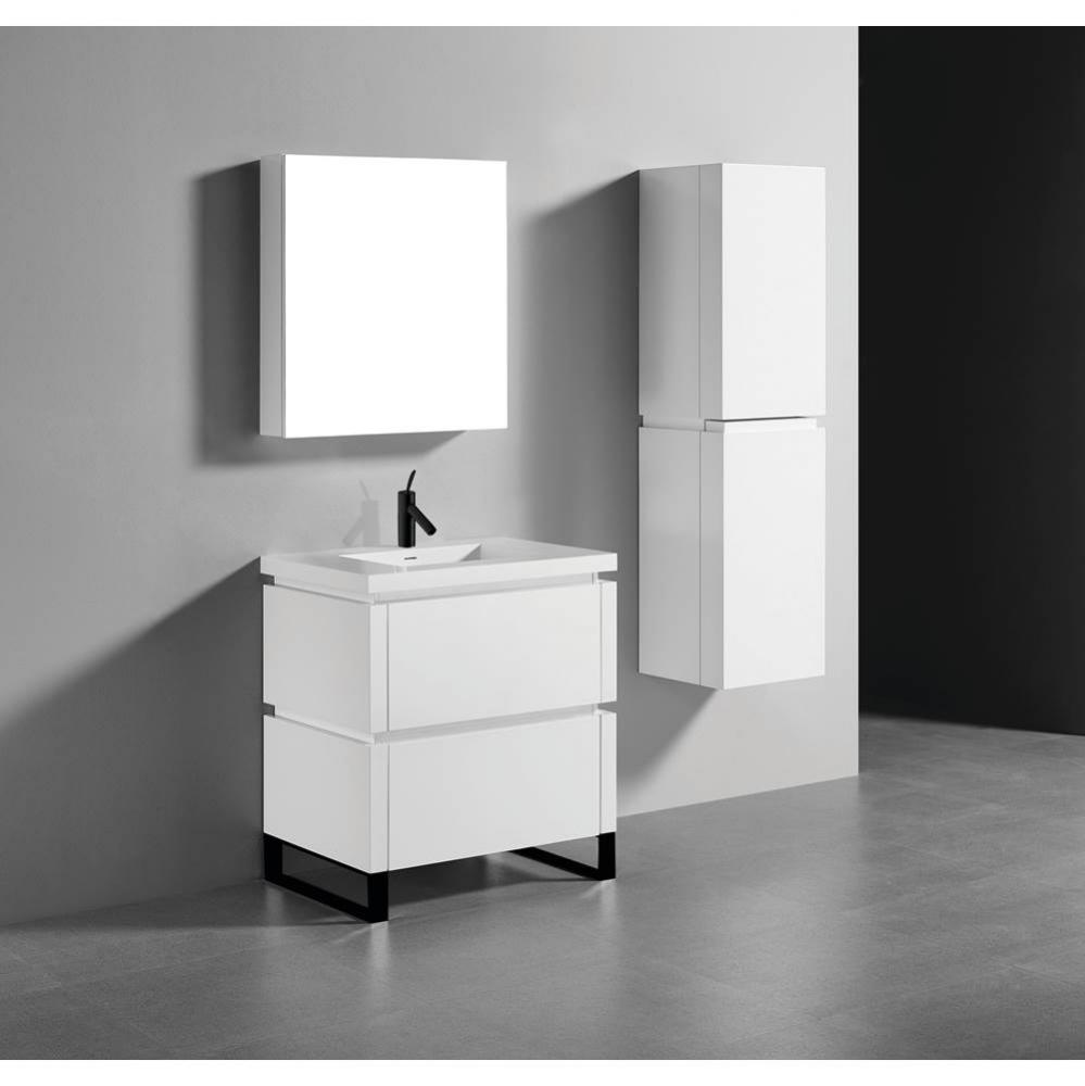 Madeli Metro 30'' Free Standing Vanity in Glossy White/HW: Polished Chrome(PC)