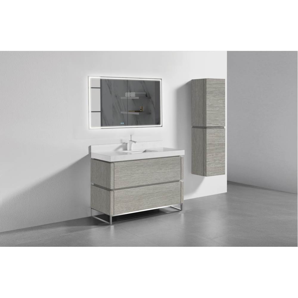Metro 48C'' Free Standing  Vanity Cabinet in Coastal Grey/HW: Polished Chrome(PC)