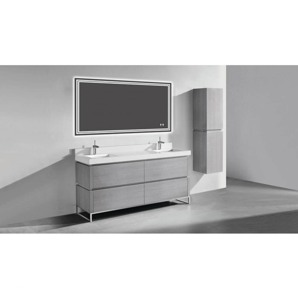 Metro 72D'' Free Standing  Vanity Cabinet in Ash Grey/HW: Matte Black(MB)