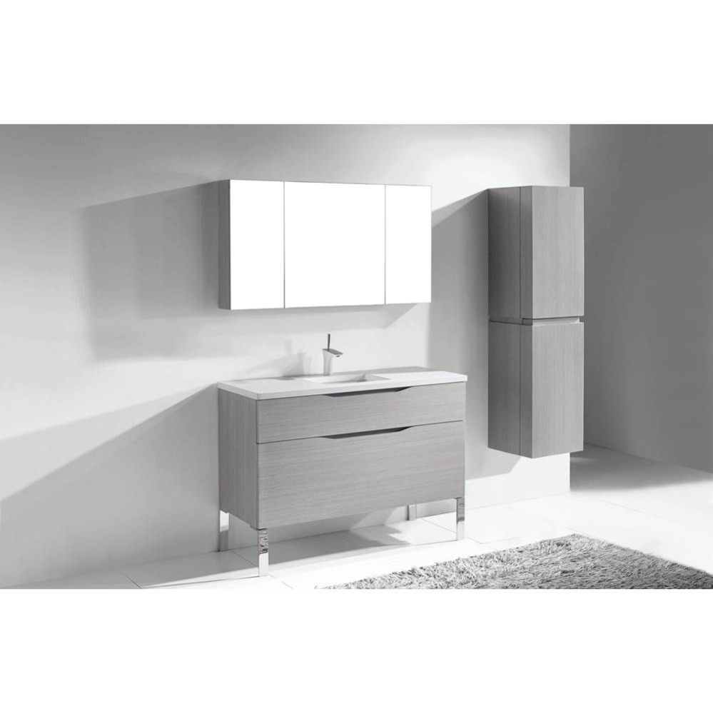 Milano 48C'' Free Standing Vanity Cabinet White/HW: Polished Chrome(PC)