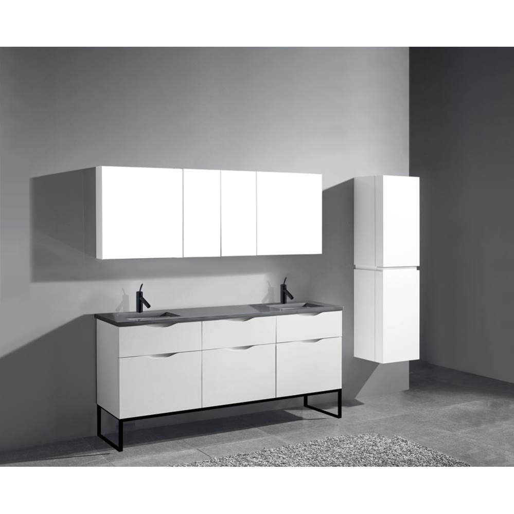 Milano 72'' Free Standing Vanity Cabinet White/HW: Matte Black(MB)