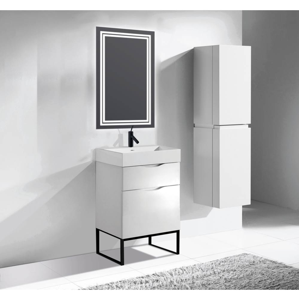 Milano 24'' Free Standing Vanity Cabinet White/HW: Polished Chrome(PC)