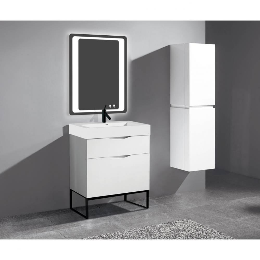 Madeli Milano 30'' Free Standing Vanity Cabinet Glossy White/HW: Polished Chrome(PC)