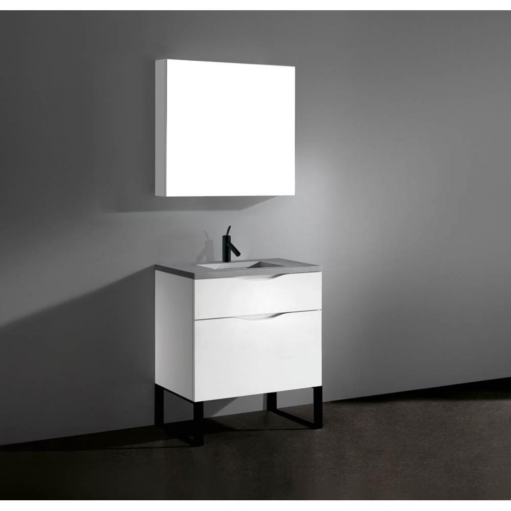 Madeli Milano 30'' Free Standing Vanity Cabinet Glossy White/HW: Polished Chrome(PC)