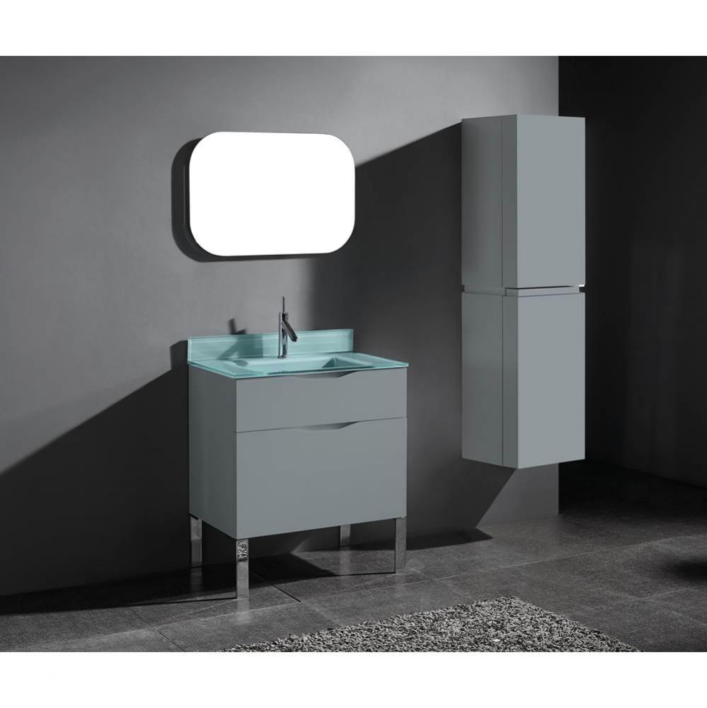 Milano 30''. Studio Grey, Free Standing Cabinet, Polished Chrome L-Legs (X4), 29-5/8&apo