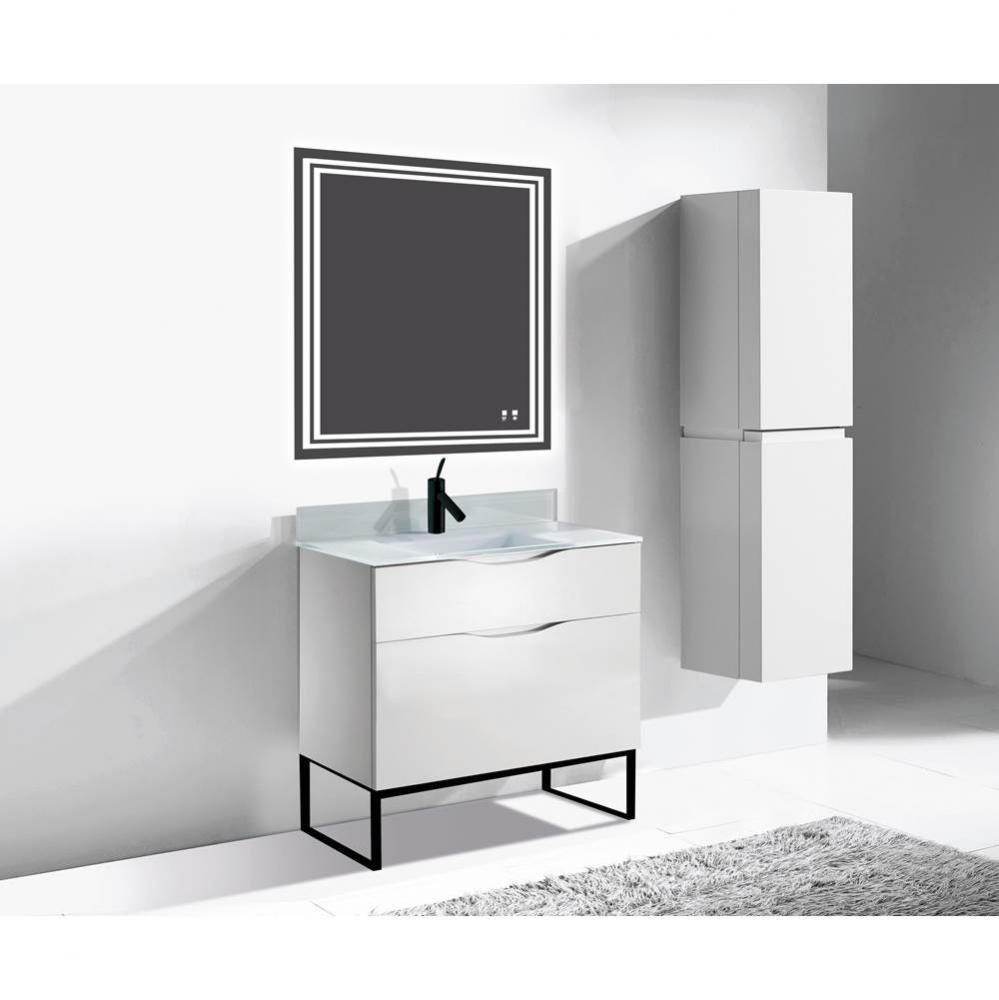 Madeli Milano 36'' Free Standing Vanity Cabinet Glossy White/HW: Polished Chrome(PC)