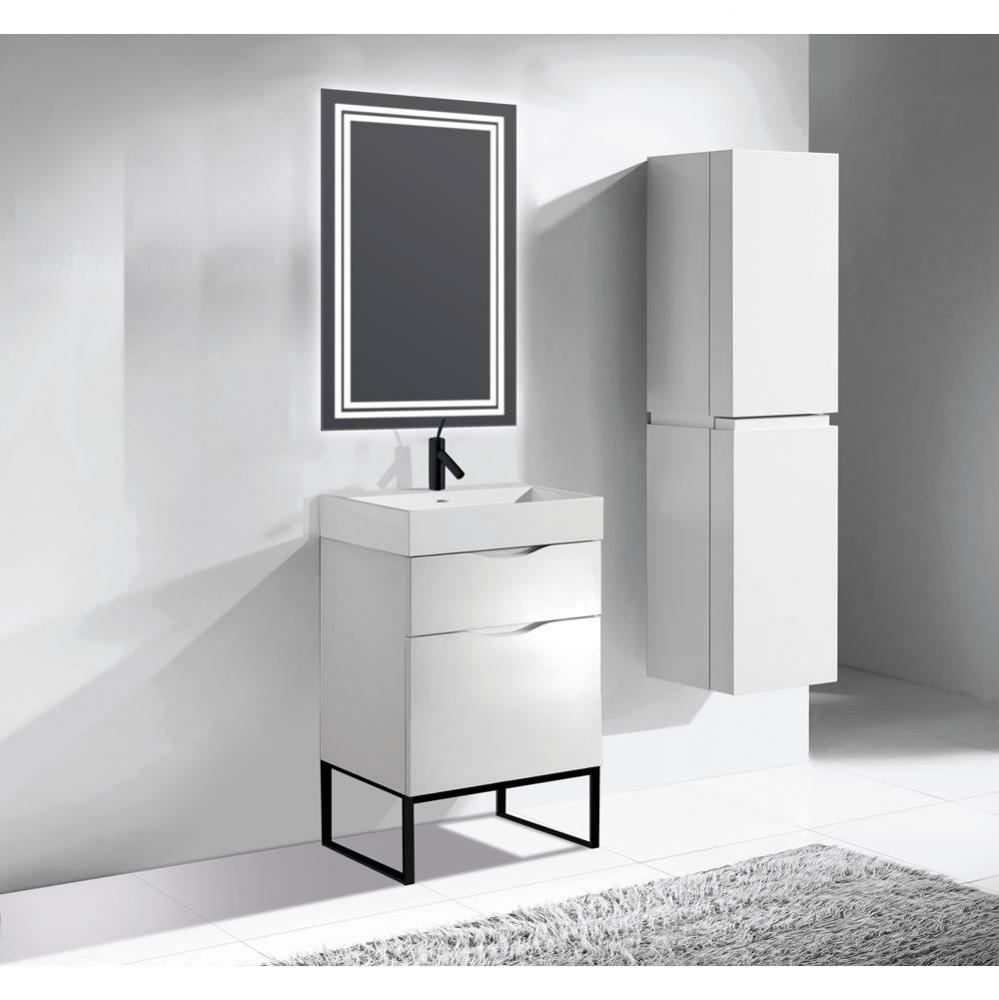 Madeli Milano 24'' Free Standing Cabinet Glossy White/HW: Matte Black(MB)