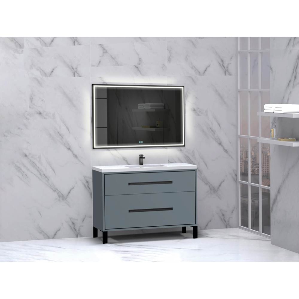 Pinnacle  48C'' Free Standing Vanity Cabinet in Studio Grey/HW:  Polished Chrome(PC)