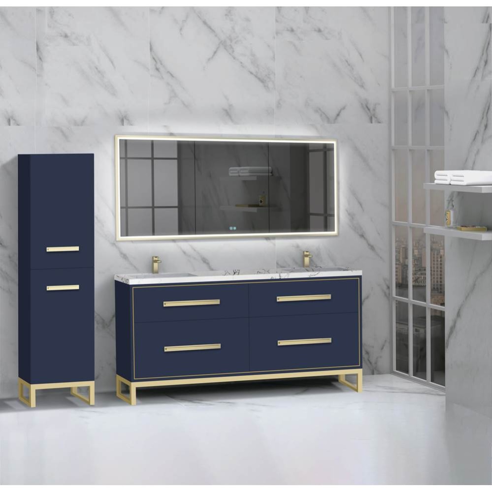 Pinnacle  72D'' Free Standing Vanity Cabinet in Sapphire/HW:  Polished Chrome(PC)
