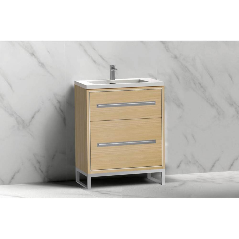 Pinnacle  24'' Free Standing Vanity Cabinet in Natural Oak/HW:  Polished Chrome(PC)