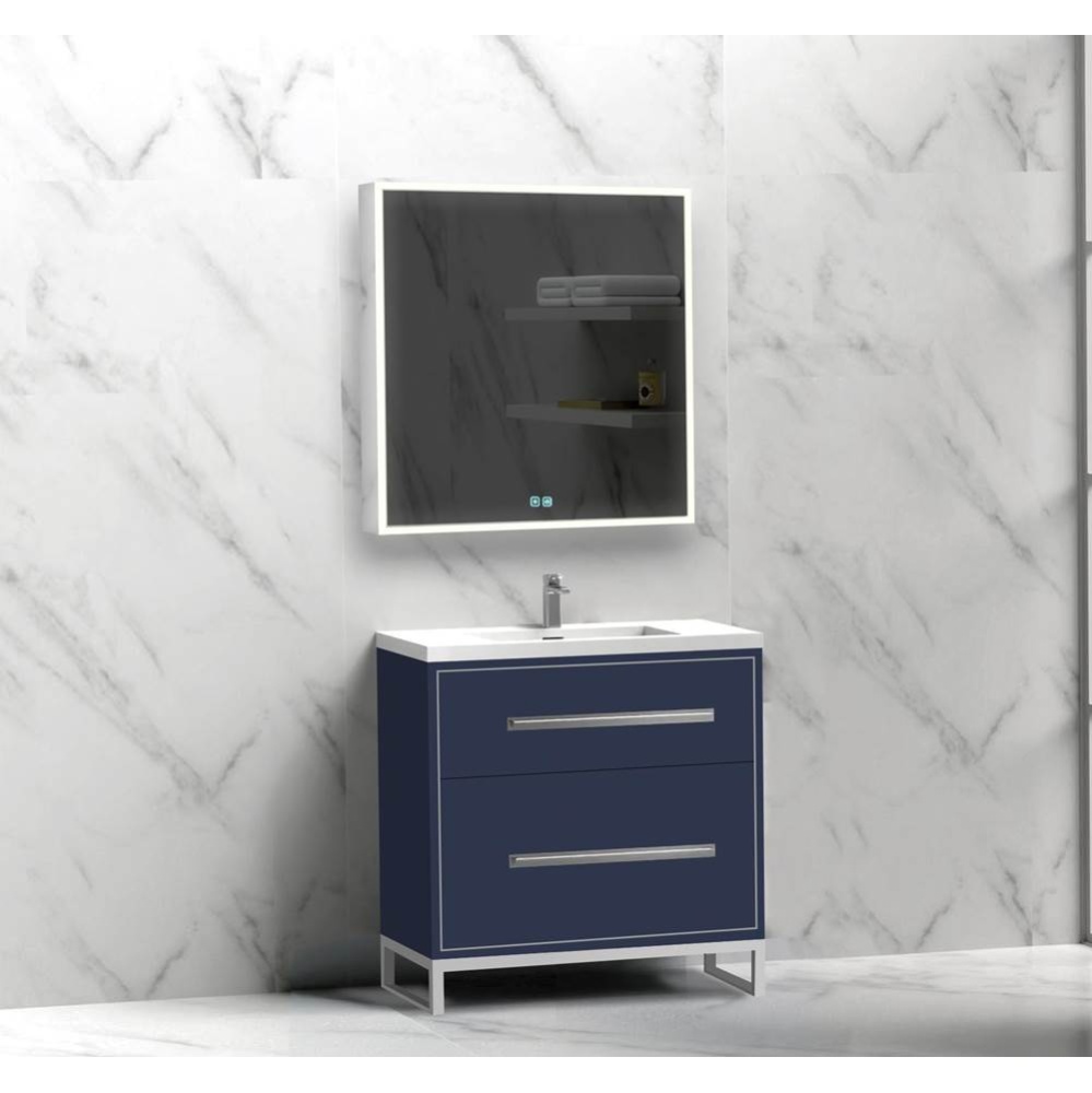 Pinnacle  30'' Free Standing Vanity Cabinet in Sapphire/HW:  Polished Chrome(PC)