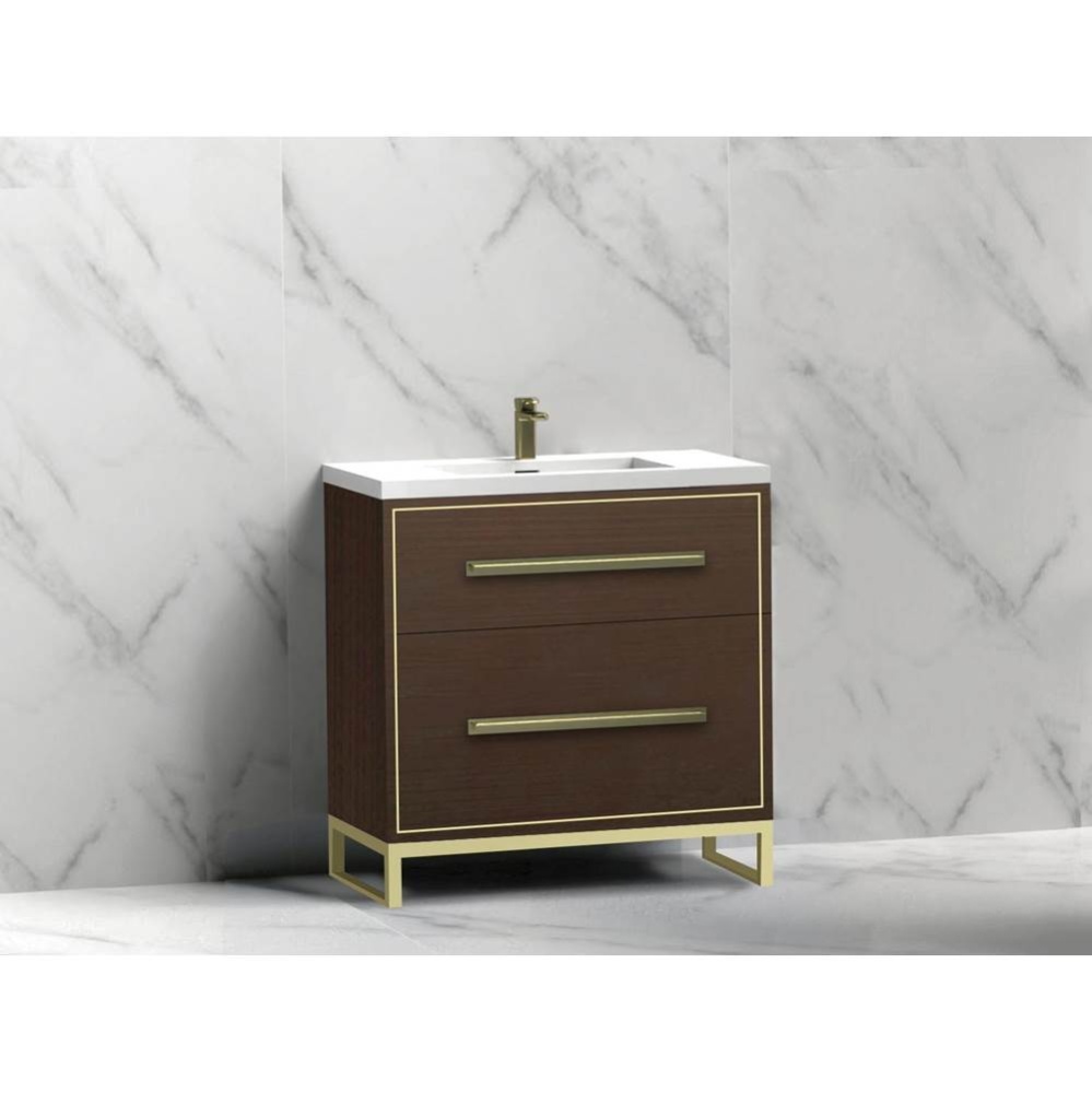 Pinnacle  30'' Free Standing Vanity Cabinet in Walnut/HW:  Polished Chrome(PC)