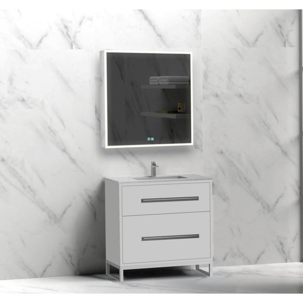 Pinnacle  30'' Free Standing Vanity Cabinet in White/HW:  Polished Chrome(PC)