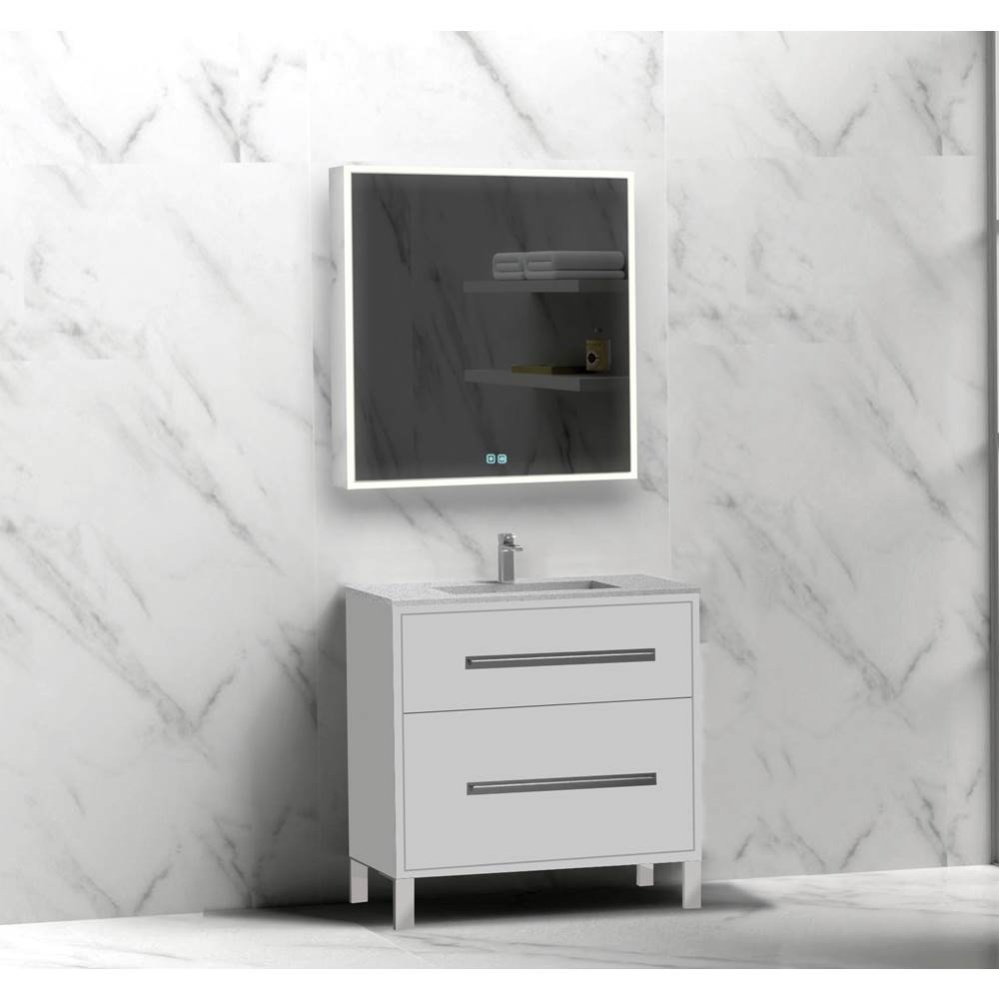 Pinnacle  30'' Free Standing Vanity Cabinet in White/HW:  Polished Chrome(PC)